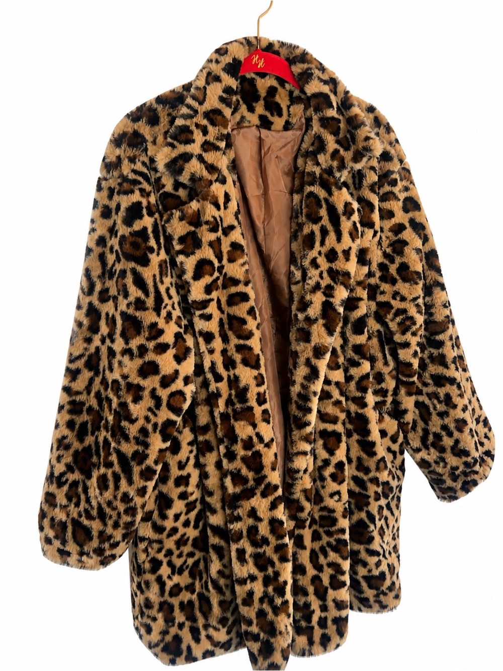 Leopard Print Faux Fur Coat Size 3XL Oversized Animal Print Jacket